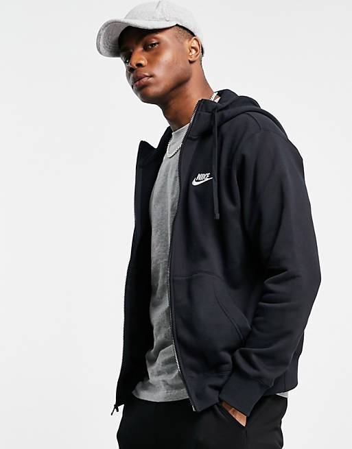 på trods af Crack pot tage Nike Club zip-up hoodie in black BV2645-010 | ASOS