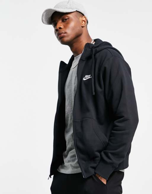 Nike black store hoodie white zipper