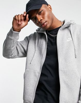 Nike Club zip up hoodie in grey | ASOS