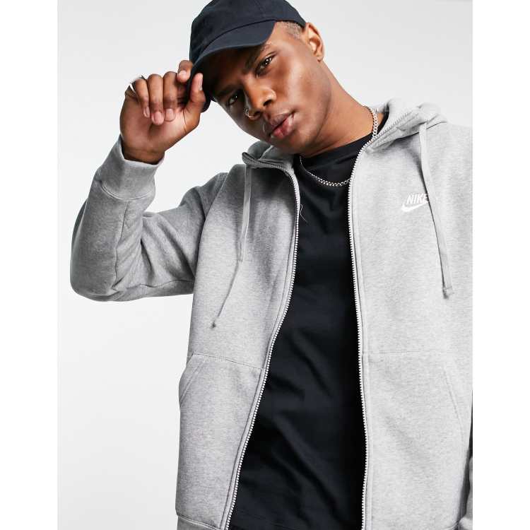 Nike Club zip up hoodie in grey