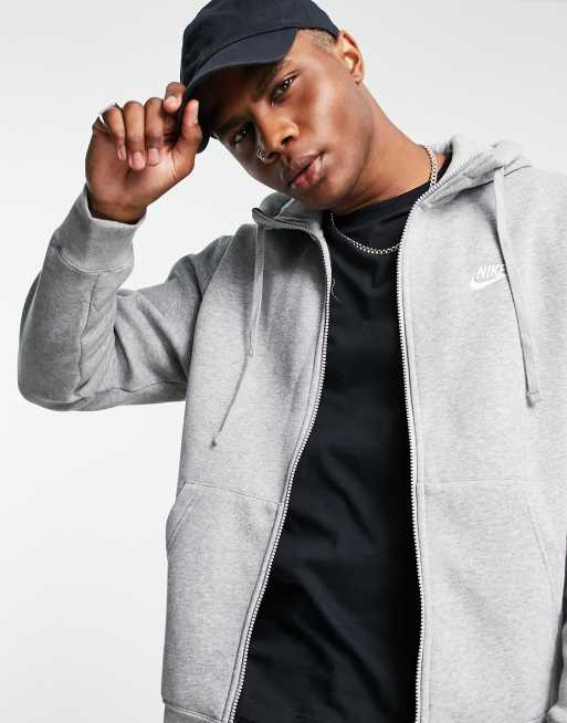 Nike gray zip up on sale hoodie