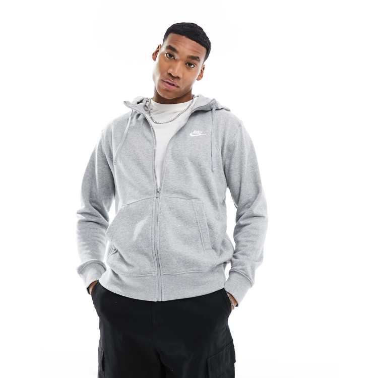 Nike Club zip up hoodie in heather grey ASOS