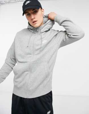 grey and white nike zip up hoodie