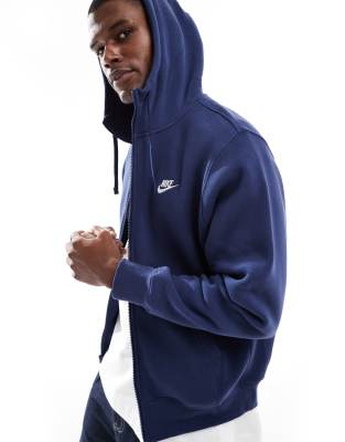 Nike Club zip-up hoodie in navy