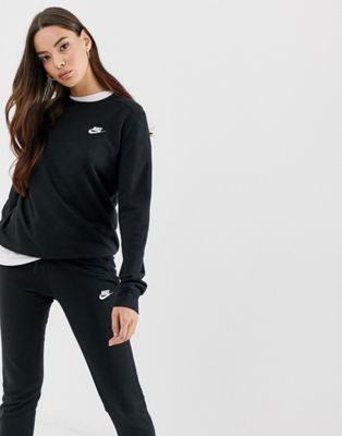 Nike Club - Zwarte fleece sweatshirt met ronde hals