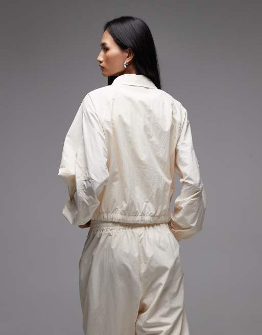 Nike coach jacket in cream, 3 of 4