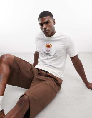 Nike coffee graphic T-shirt in beige-Neutral