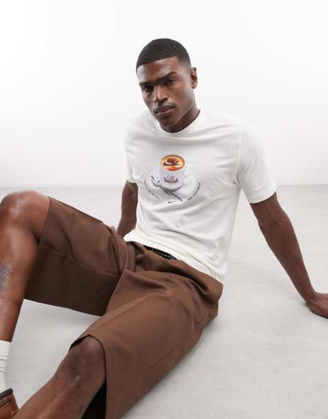 Nike coffee graphic t-shirt in beige 