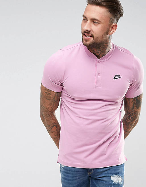 friction Engineers Slink Nike Collarless Polo Shirt In Pink 832214-565 | ASOS