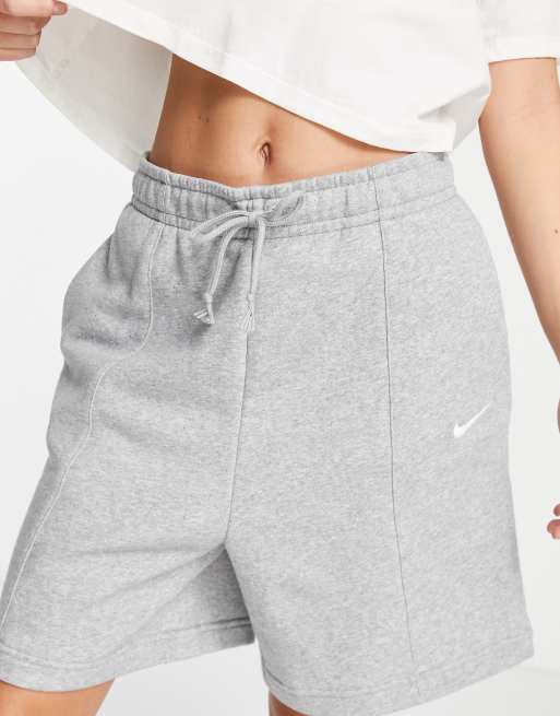 Nike Collection Fleece high-rise shorts in gray heather | ASOS