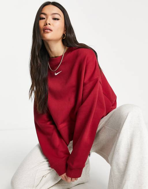 Burgundy nike best sale crew sweatshirt