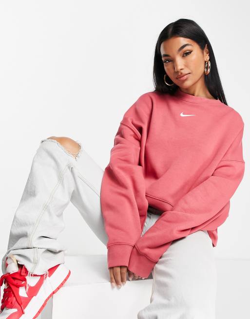 Nike Collection Fleece oversized crew neck sweatshirt in dusty red