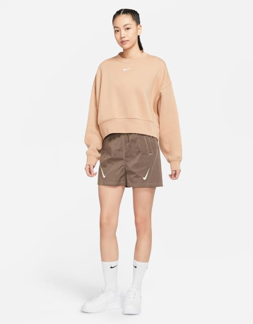 Nike Collection Fleece oversized crew neck sweatshirt in sand