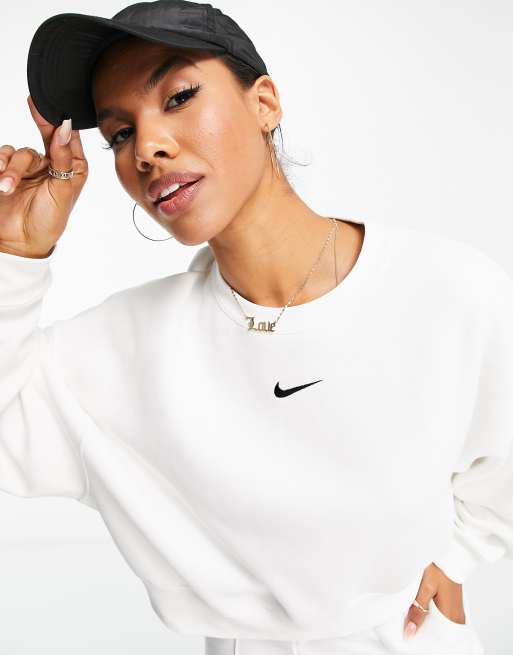 Nike Collection Fleece oversized crew neck sweatshirt in white