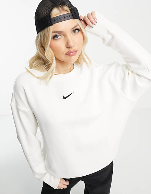 Nike Collection Fleece oversized crew neck sweatshirt in white