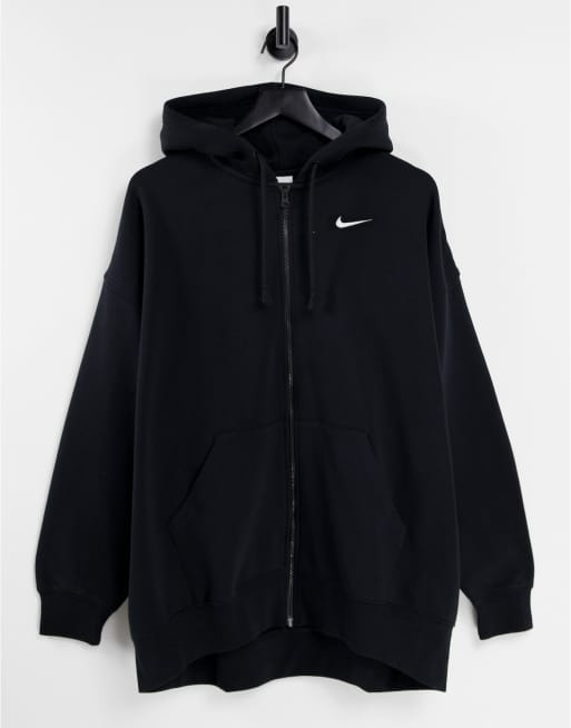 Nike Collection Fleece super oversized full zip hoodie in black