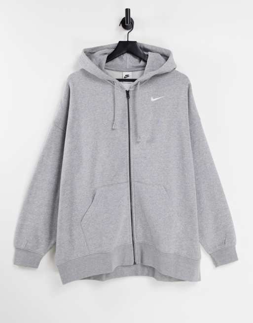 Oversized grey hot sale zip hoodie