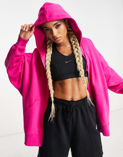 Nike trend fleece oversized online crop full zip hoodie