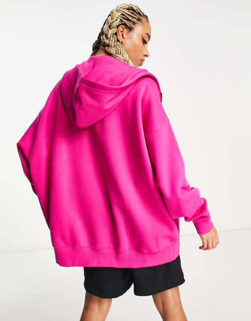 Nike Collection Fleece super oversized full zip hoodie in pink ASOS