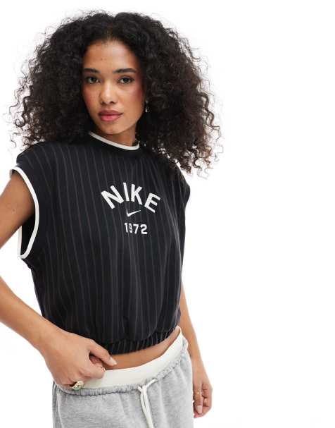 Nike Collection knitted oversized tank top in black and white