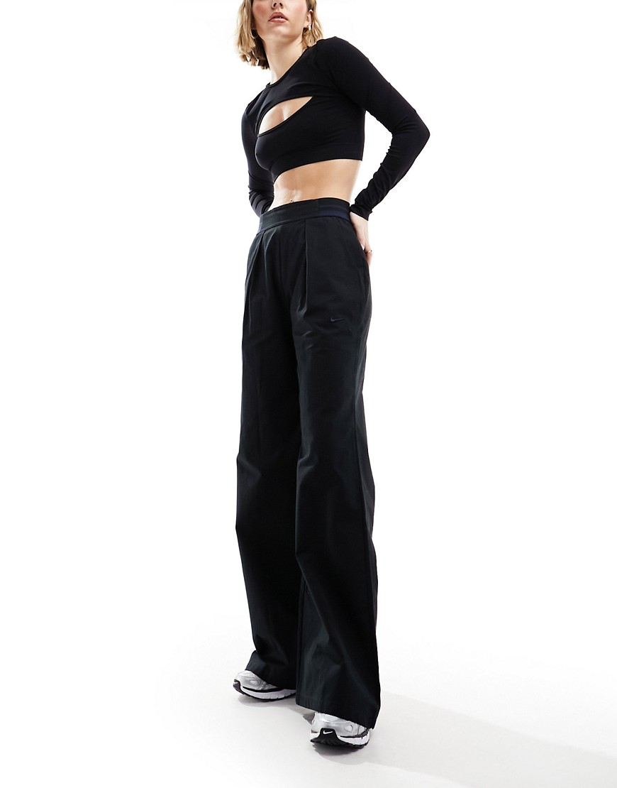 Collection woven wide leg pants in black