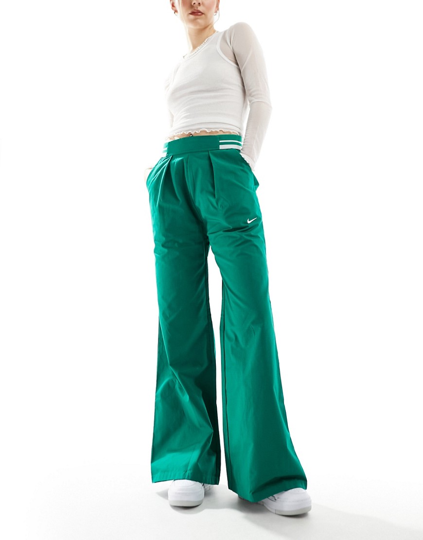 Collection woven wide leg pants in green