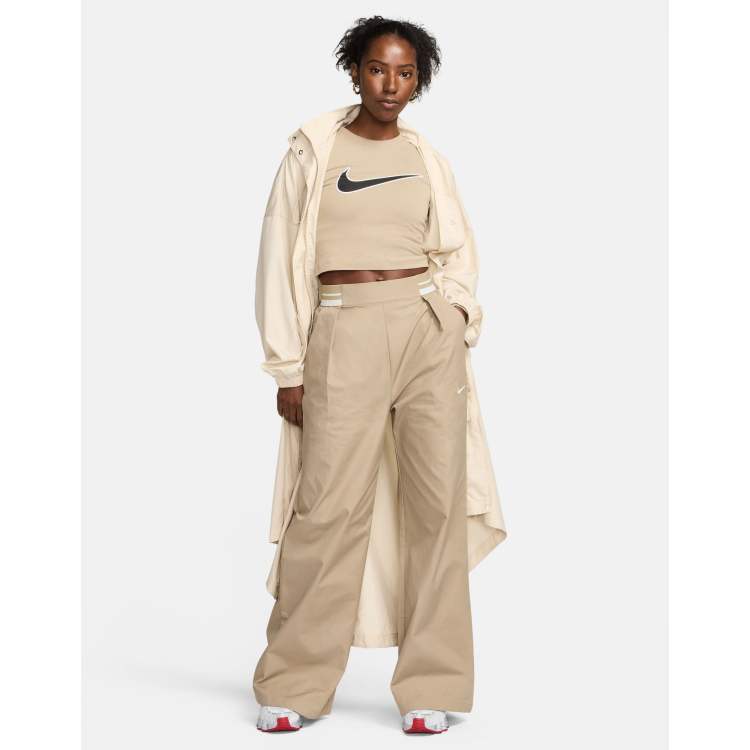 Nike Collection woven wide leg pants in khaki beige | ASOS