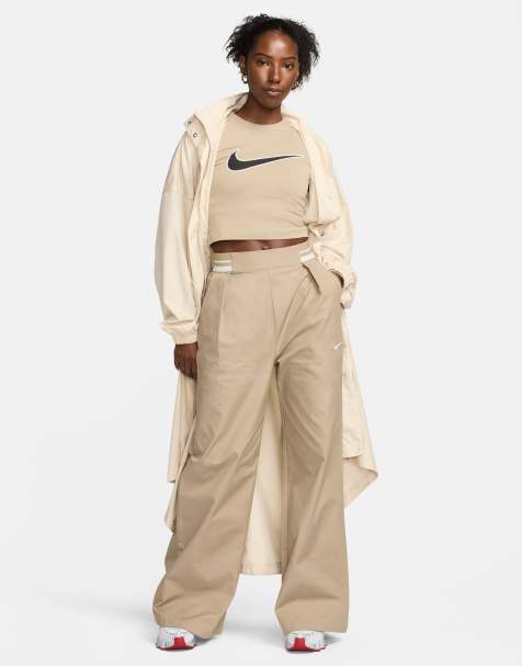 Nike Collection woven wide leg trousers in khaki beige