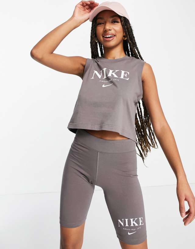 Nike Collegiate logo tank top in gray