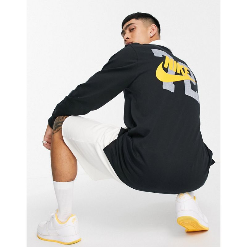 Uomo Activewear Nike - Collegiate - Polo da rugby nera con stampa sulla schiena