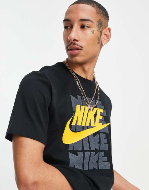 Black and yellow nike t shirt top
