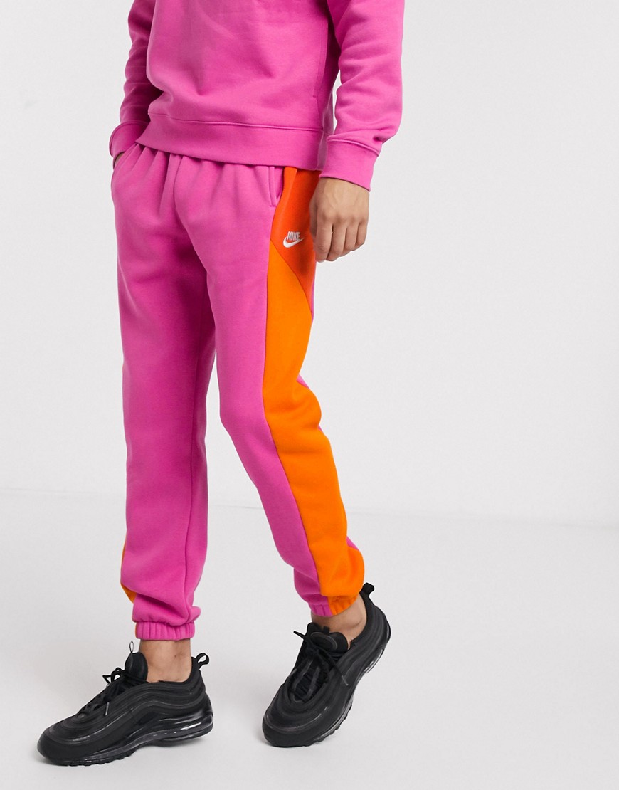 Nike Color Block Cuffed Sweatpants In Pink | ModeSens