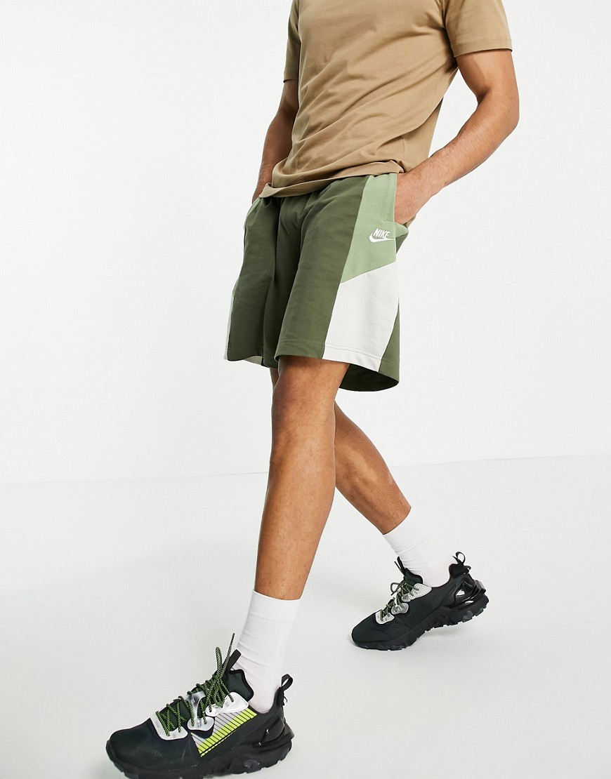 Nike color block shorts in green