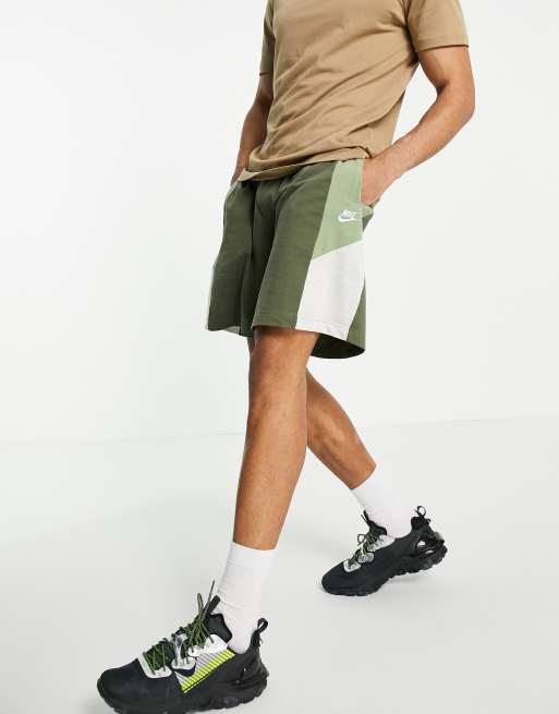 Nike color block shorts in green ASOS