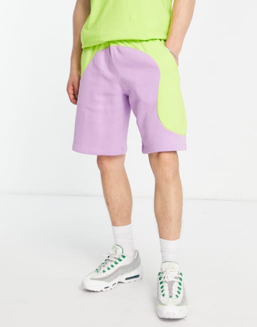 Nike Color Clash colorblock shorts in lime | ASOS