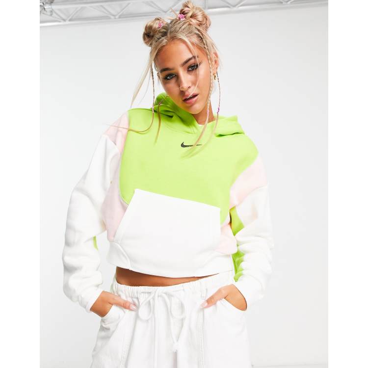 Nike colorblock oversized fleece hoodie in green and multi