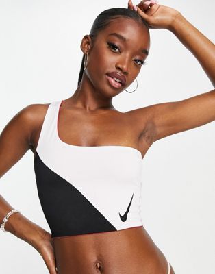 Nike Swimming Icon colourblock 3 in 1 bikini top in black and white