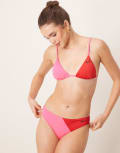 [Nike Swimming] Nike colourblock hipster bikini bottoms in red and pink XS RED