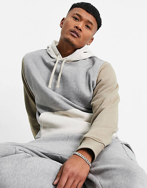  Nike Colourblock hoodie in dark grey/multi 