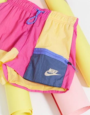 Nike colourblock woven shorts in pink 