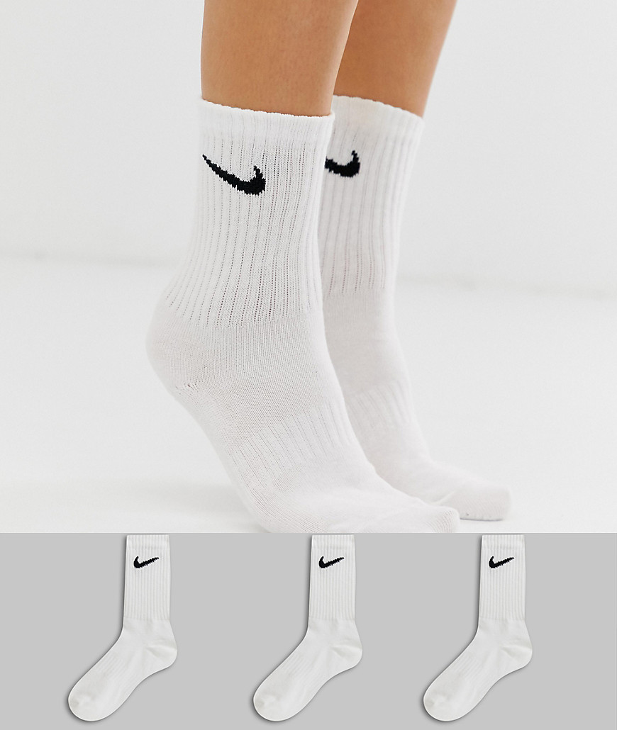 Nike - Confezione da 3 calzini bianchi con logo Nike-Bianco