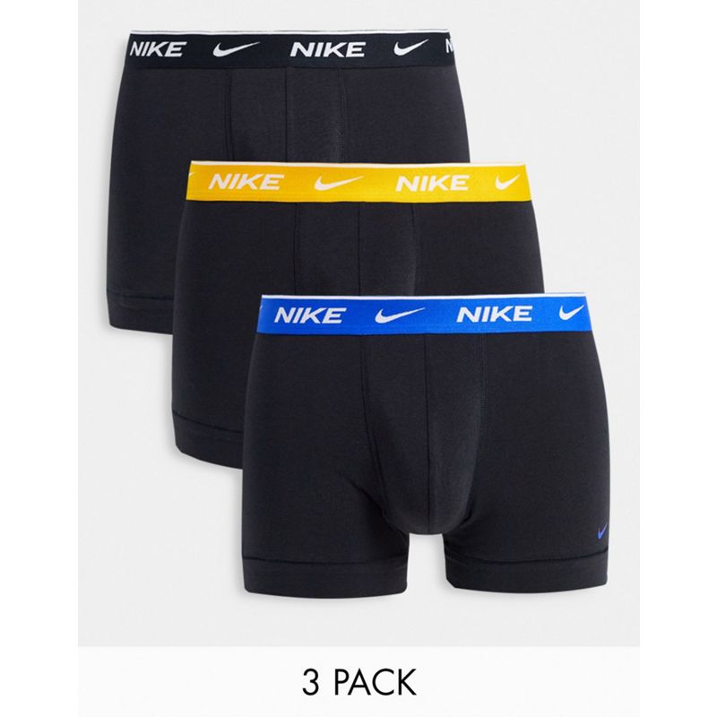 Intimo da uomo e Calzini X1Wa1 Nike - Confezione da 3 paia di boxer aderenti in cotone elasticizzato neri con fascia in vita colorata