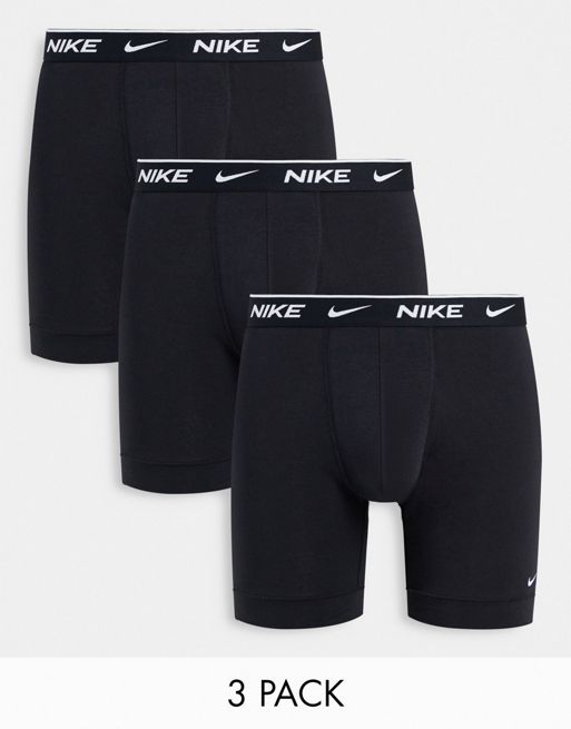 Nike - Confezione da 3 paia di boxer neri in cotone elasticizzato 