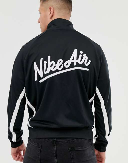 Black nike jacket 2024 with white stripe