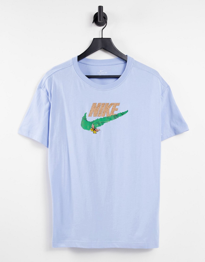 Nike cork swoosh t-shirt in blue-Blues