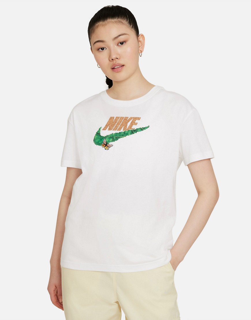 Nike cork swoosh t-shirt in white