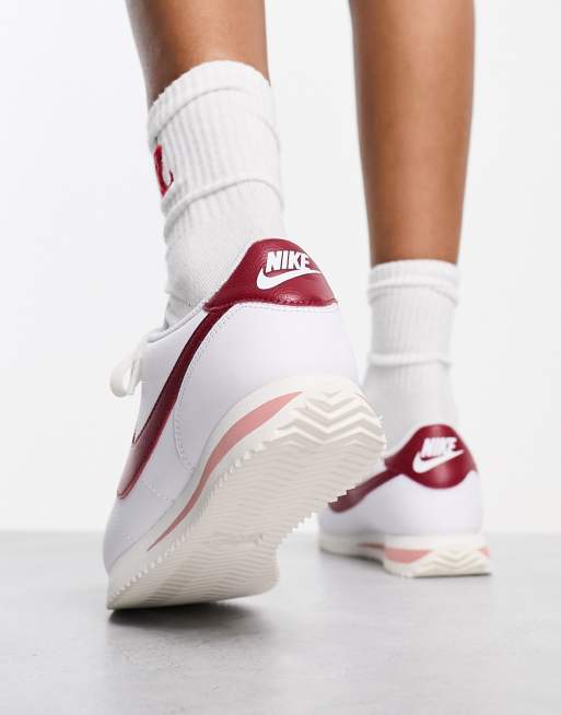 Nike Cortez Baskets en cuir Blanc et rouge