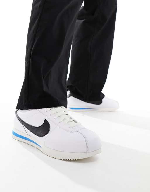 Nike Cortez Baskets en cuir Blanc noir et bleu ASOS