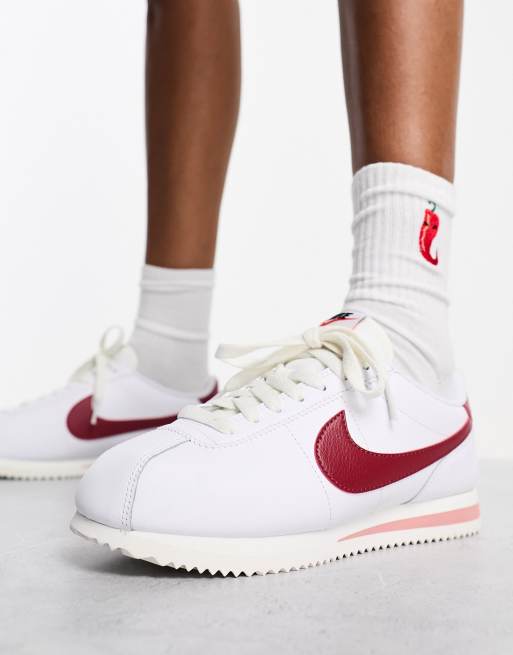 Nike cortez blanche et rouge online