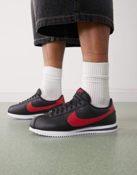 Nike Cortez leather sneakers in black and red - view 1